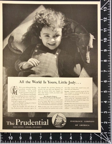 1941 Prudential Life Insurance Little Girl Laying on Dog Vintage Print Ad - Picture 2 of 6