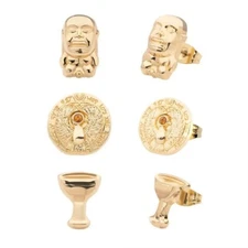 Lucasfilm's Indiana Jones Raiders of the Lost Ark Idol 3 Pairs Stud Earrings Set