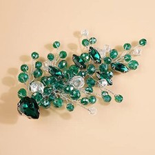 Green Rhinestones Crystal Headpiece for Wedding Bridal Emerald Hair Emerald B