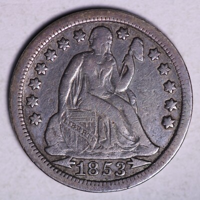 1853 Seated Liberty Dime CHOICE VF FREE SHIPPING E705 KNM