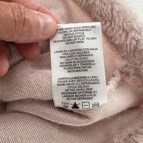 Zara Pink Quilted L Faux Fur Pullover Sweater Drawstring Hem Soft Diamond Cozy b - Picture 4 of 8