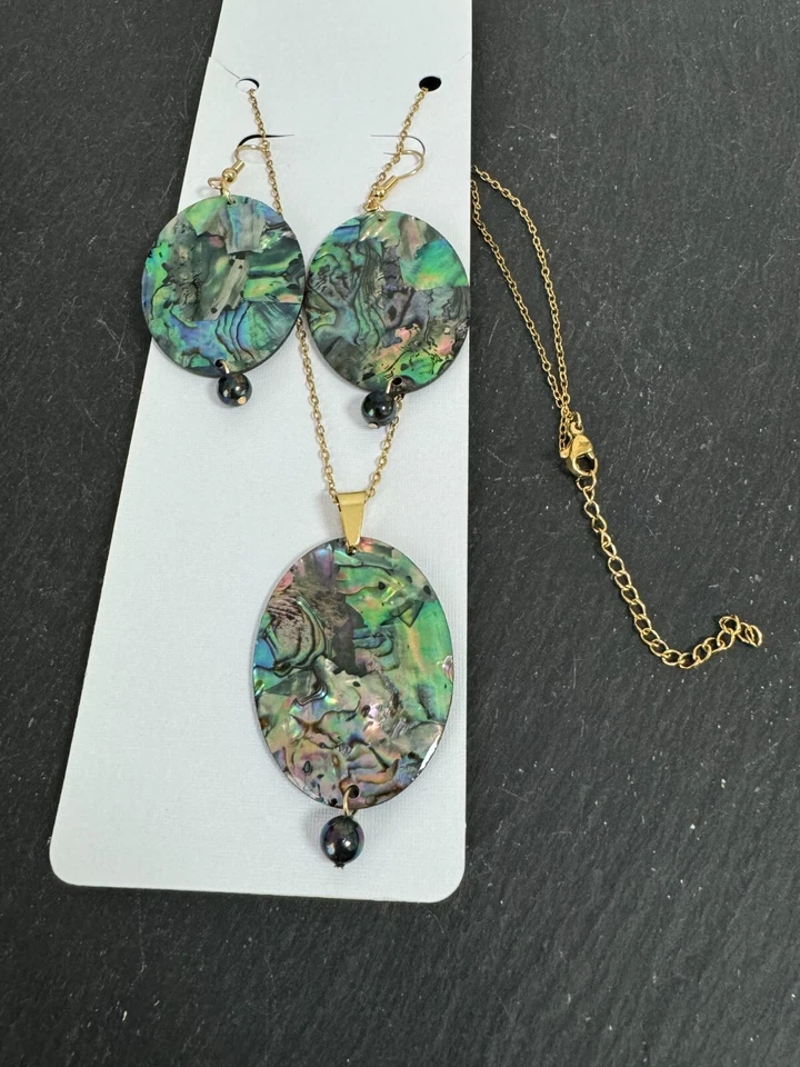 Abalone Schmuck Set Anhänger + Kette + Ohrringe Ausverkaufpreis - Bild 4 von 4