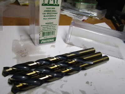 13/32'' HSS 135° Split Point Black and Gold Finish FMT  Jobber Drill QTY 3