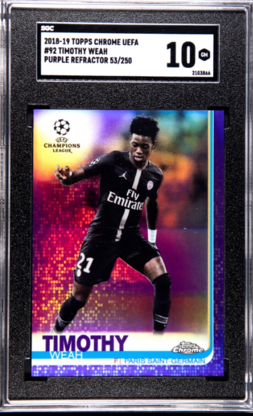 Timothy Weah 2018-19 Topps Chrome UCL Purple /250 SGC 10 Rookie RC USMNT