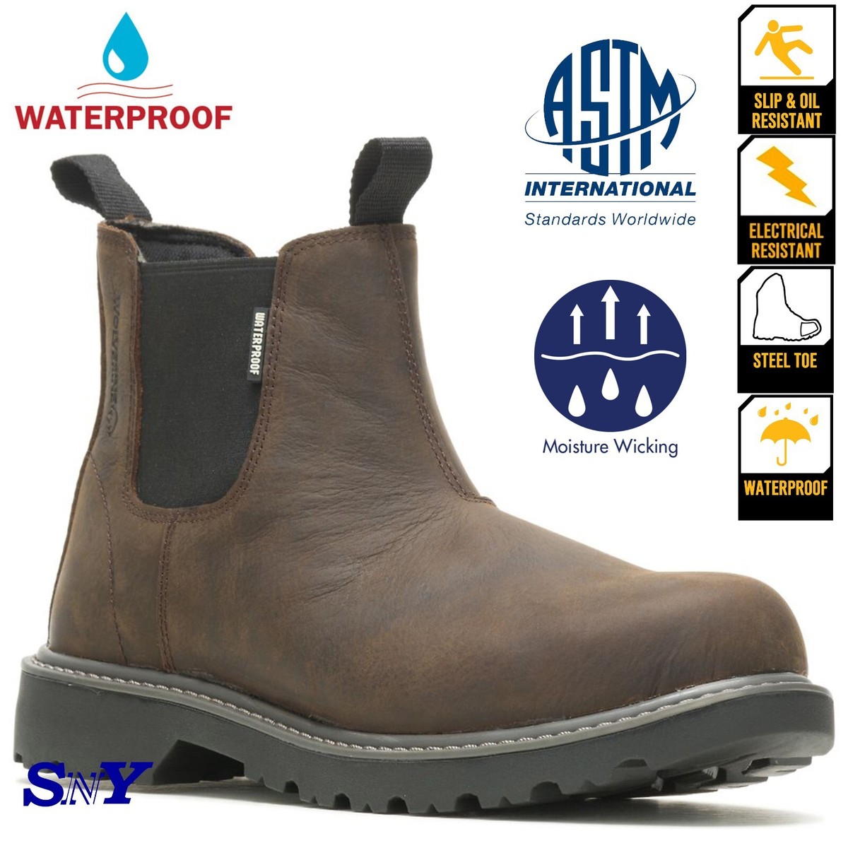 WOLVERINE Steel Toe Waterproof Chelsea Romeo Pull-on Work  display picture 2