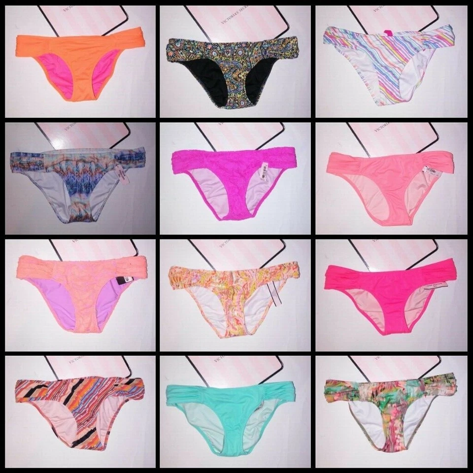 Victoria Secret Swim Bikini Bottom Knockout Side Ruffle Solid Stripe Floral - Image 3 of 4