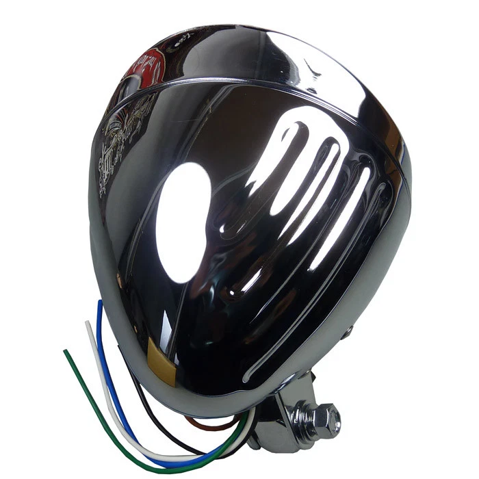 Motorrad Scheinwerfer chrom Grooved mit Visor Hauptscheinwerfer Halterung unten - Bild 2 von 3