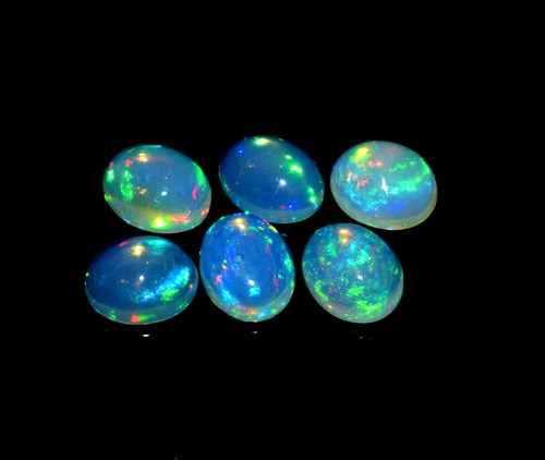 A+++ 8x10MM 6Pcs Natural Ethiopian Wello Fire Opal Loose Gemstone Cabochon S3824 - Picture 2 of 4