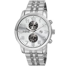 Men's August Steiner AS8175SS Swiss Dual-Time Silver-tone Stainless Steel Watch