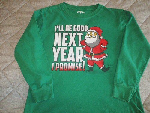 CHRISTMAS HOLIDAY Boy's Long Sleeve T-Shirt Medium(8) Green Humorous - Picture 2 of 3