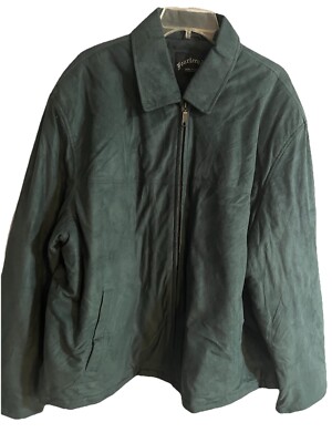 Sheng Ji Fashion Men s 1X Jacket Microfiber Forest Green Full Zip Soft Suede