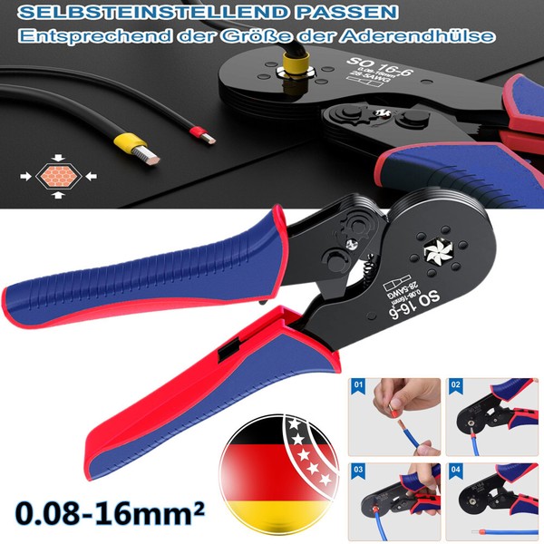 Crimpzange AderendhüLsenzange Quetsch Presszange FüR AderendhüLsen Kabelschuhe-image