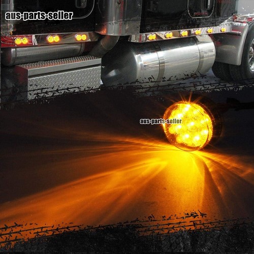 5pcs 2" DOT Smoked Round Trailer 9LED Marker Light Amber w/ Grommet for Truck RV - Picture 4 of 12