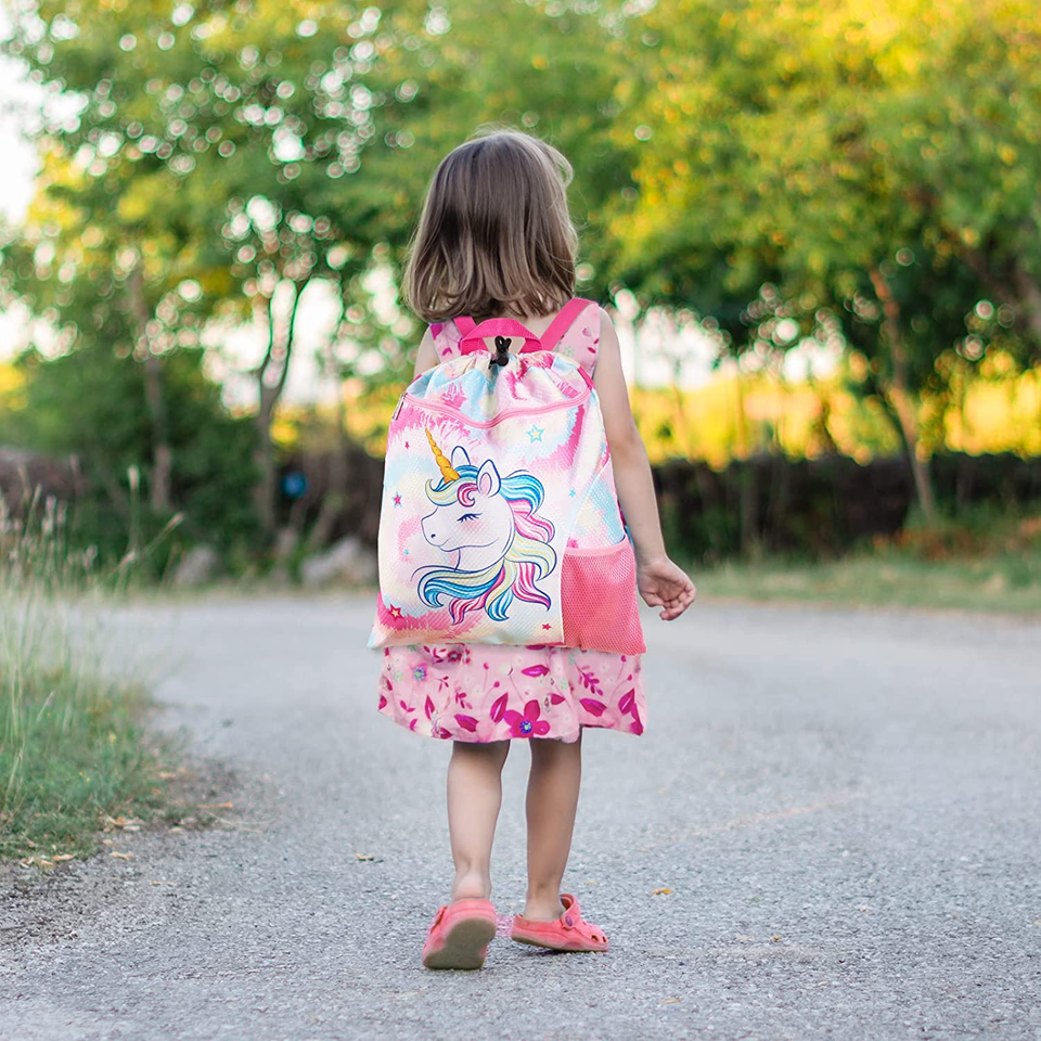 Gym Drawstring Backpack String Bag 15” X 17” Sports Gym Bag for Kids