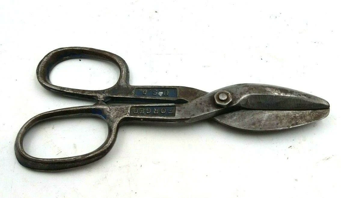 Antique Industrial Metal Shears Tin Snips Giant Scissors Weathered Red  Paint Nice Patina -  Finland