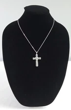 New, J FRANCIS Sterling Silver Swarovski Zirconia Cross Pendant Necklace