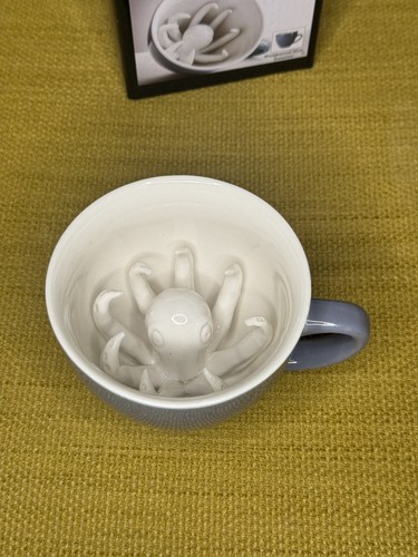 Creature Cups Coffee Cup with Figural Octopus Inside - Blue & White-New In Box - Picture 7 of 12