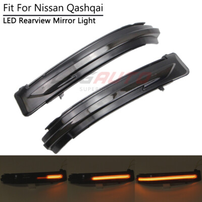 For Nissan X-Trail Rogue Qashqai LED Side Wing Mirror Light With Sequential Turn