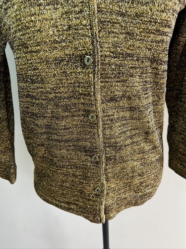 Vintage Gold Metallic Cardigan 1960s 1970s 10 12 - Picture 3 of 11