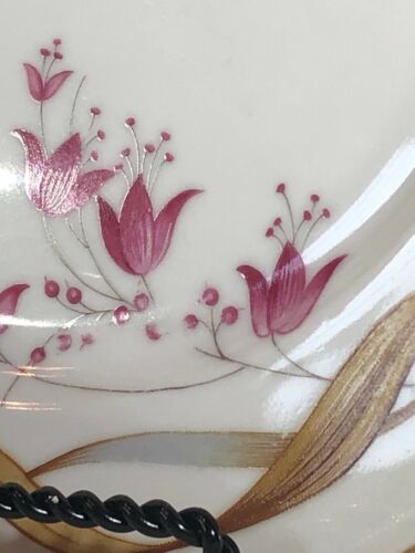 Vintage Eschenbach Pink Flowers/Brown Leaves Salad Plates, Set of 8, Bavaria - Picture 3 of 9