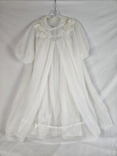 Vintage Van Raalte Ivory Negligee And Peignoir Shear Lined Midi Length Women's S