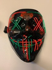 Adult Flashing Halloween Mask 3 settings Light Up Lace New Green Red