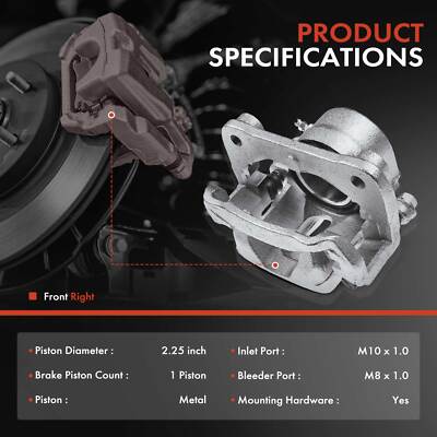 Pair Of Front Brake Calipers For Suzuki Grand Vitara (1999-2005), Sidekick, XL-7 – With Hardware