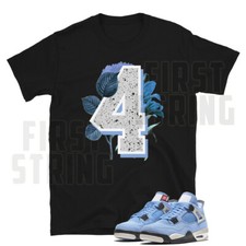 Retro 4 Floreale Sneaker Shirt da abbinare Jordan 4 University Blu/Nero T-Shirt