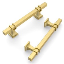 10 Pack 3.75 Inch96mm Hole Centers Brushed Gold Cabinet PullsStylish Kitchen ...