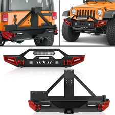 Rear/ Front Bumper W/ Paintable Armor For 07-2018 Jeep Wrangler JK JKU Unlimited