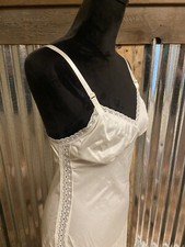 Vtg Romantic Slip Dress Babydoll Silky Lingerie Lace Trim Nightgown