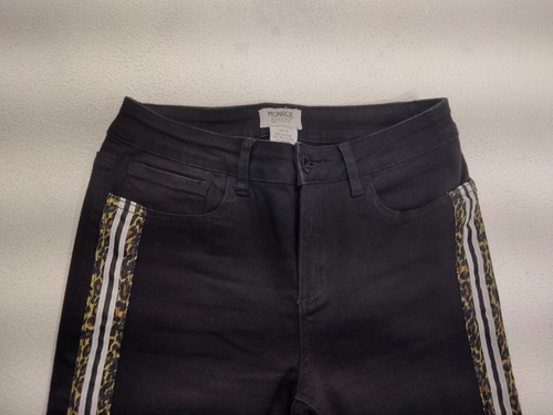 Monroe & Main Straight Mid Rise Jeans Women's Size 6 Black Stripe Leg - Picture 9 of 13