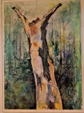 Franz Ehmke 1928 -2018 GDR Painter Of Lonely Pappelstamm Before Forest