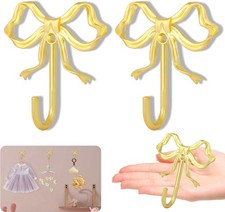 2Pcs Large Size Gold Bow Wall Hook, Gold Coat Hook, Metal Hook, Bow Room Decor
