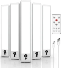 EZVALO 5 Pack under Cabinet Lighting, Rechargeable Motion Sensor Light, LED Clos