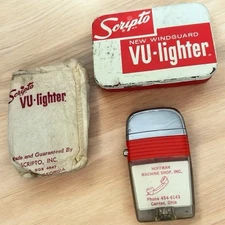 VTG Scripto Vu-Lighter Hoffman Machine Shop Canton, OHIO Tin & Papers Nice!