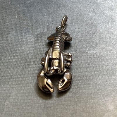 Lobster Crawfish Crayfish Movable Claws 925 Solid Sterling Silver Charm Pendant