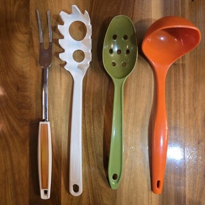 Cooking Utensil Lot - Ecko, Pyrex, Hutzler Lopol Green Orange Vintage MCM