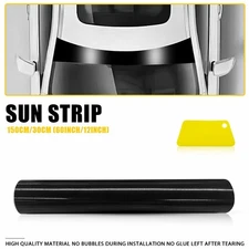 Universal Windshield Banner Black Vinyl Decal Sun Strip 60"x12" N