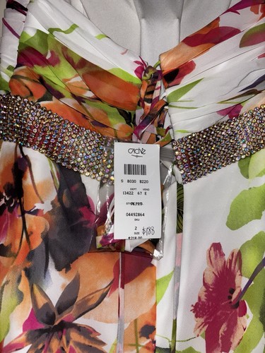 Cache Flowered Long Dress With Crystal Accents Size 2 - Picture 4 of 4