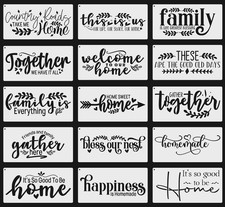 15PCS Reusable Farmhouse Word Stencils for Painting on Wood, Canvas, Fabric -...