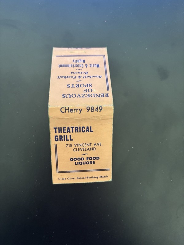 30s Cleveland OH Advertising Matchbook Theatrical Grill Illegal Sports Gambling
