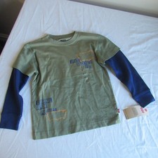 Boys Levi's Waffle Knit Long Sleeve T-Shirt Top Green/Blue 5/Small NWT