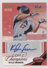 2013 Panini USA Baseball Champions Mirror Red 35/49 Kyle Farmer #7 Auto 0b0