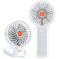 Handheld Fan Portable Foldable Rechargeable: White Mini