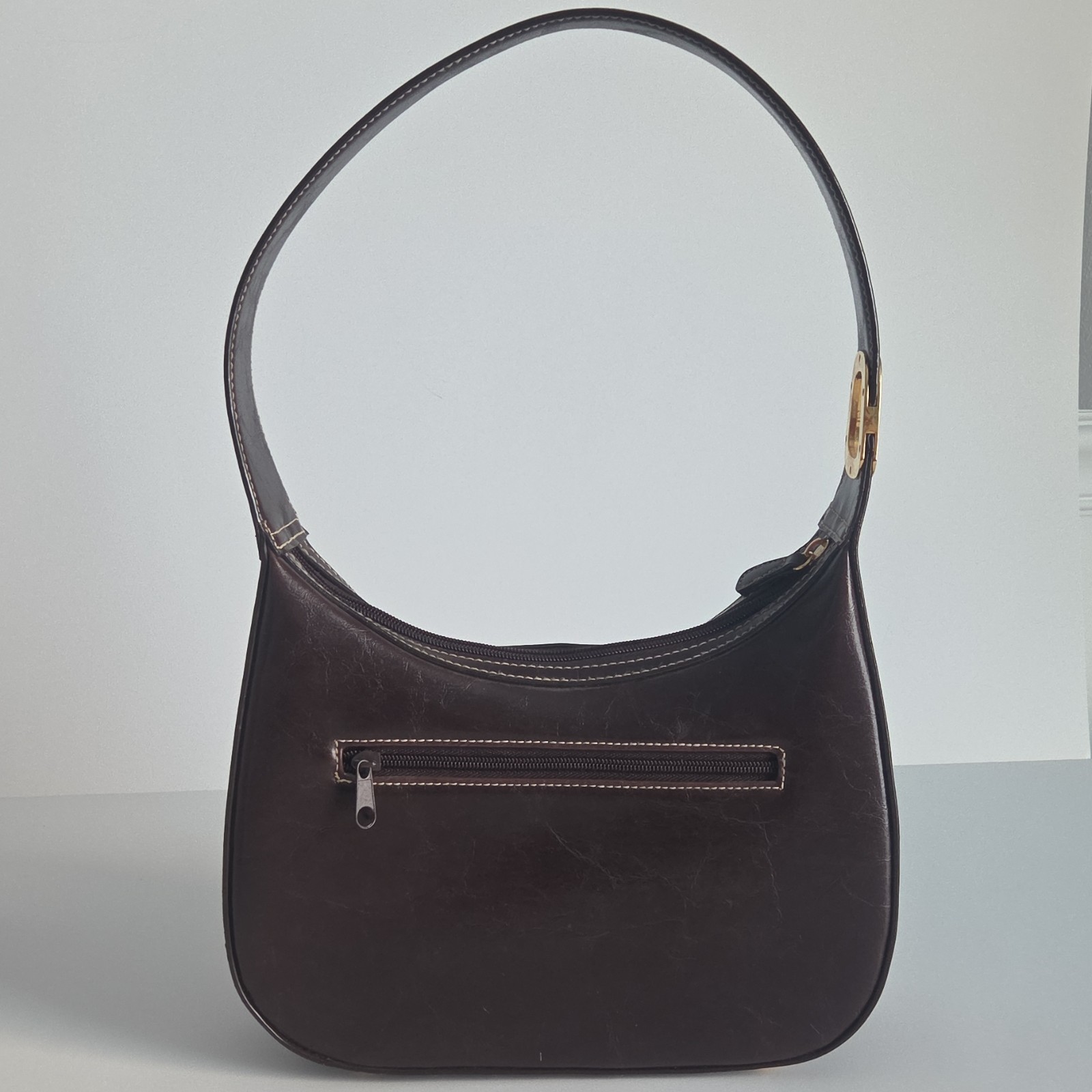 Brown Patchwork Shoulder Bag with Gold Hardware &… - image 3