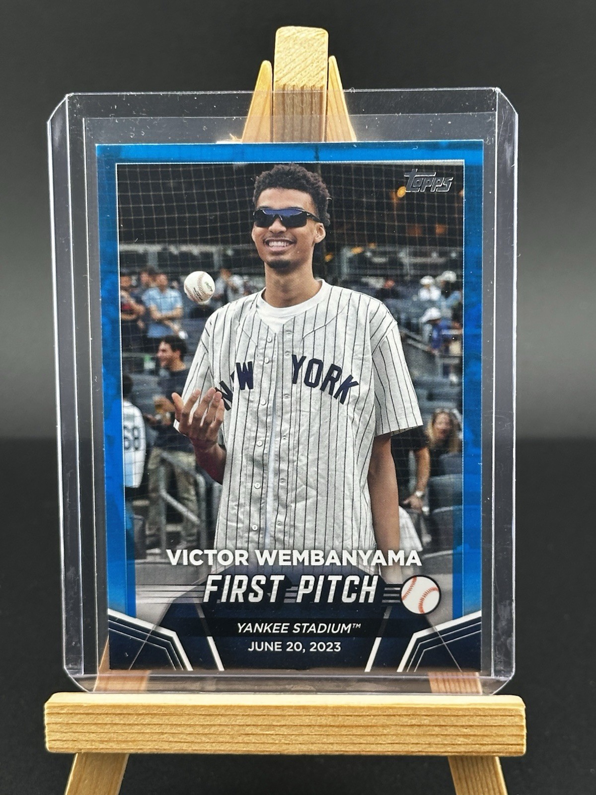 2024 Topps Series 2 Victor Wembanyama First Pitch Blue SPP NY Yankees Spurs FP-1