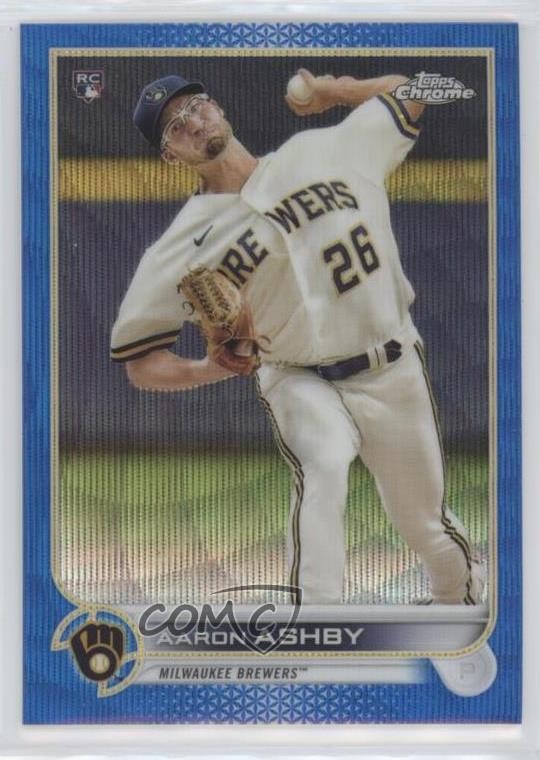 2022 Topps Chrome Blue Wave Refractor 63/75 Aaron Ashby #80 fo7
