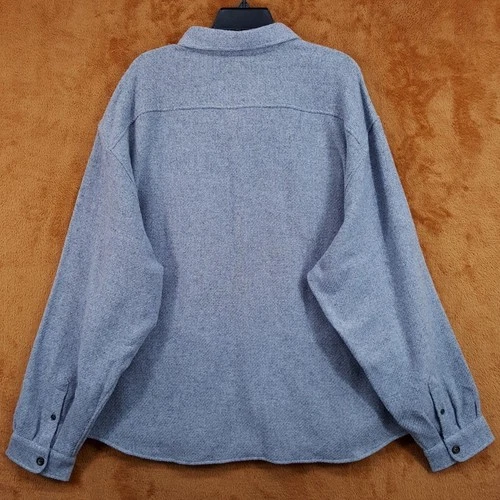 BLOOMINGDALES Jacket Mens XL Blue Gray Button Up Overshirt 100% Wool $248 image 5