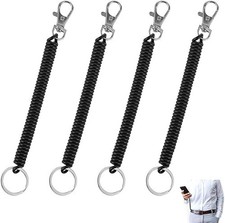 8Pcs Retractable Spring Coil Keychain, Coiled Lanyard With Keyring Lobst